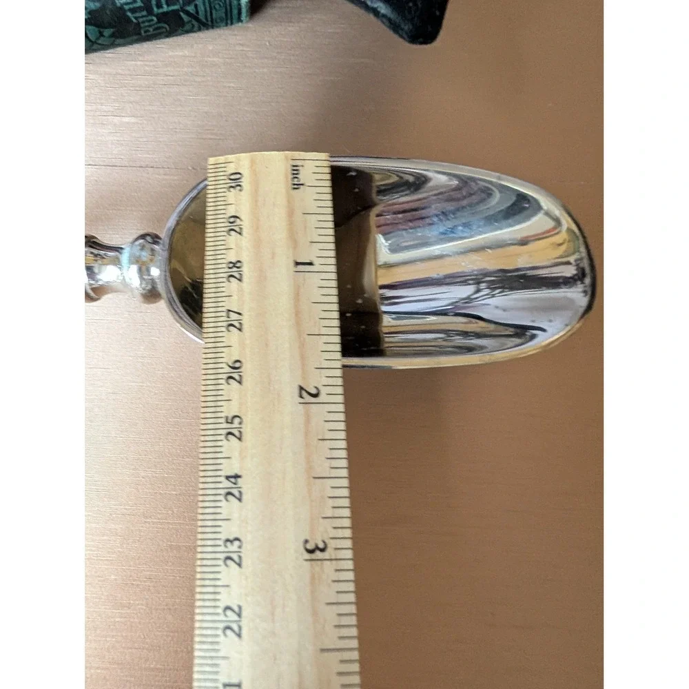Vintage Silver Plated Spoon Cross Handle‎ Sugar Nut Scoop with Pouch Religious